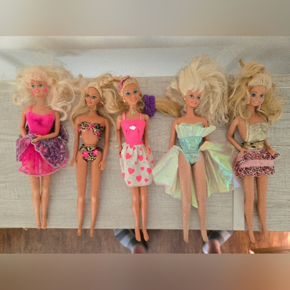 Barbie Other - Vintage Barbie Dolls Mattel Bundle Lot Of 5  With Outfits 90s Collectibles Toys